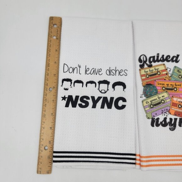 N'SYNC Dish Towel Lot Of 2 Raised On Naync .. Don't Leave Dishes Nsync Novelty - Picture 2 of 4